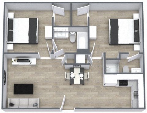 2 Bedroom Floor Plan at The Junction, Memphis, TN